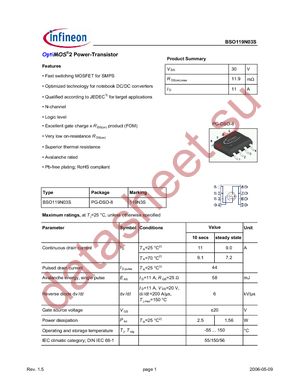 BSO119N03S datasheet  